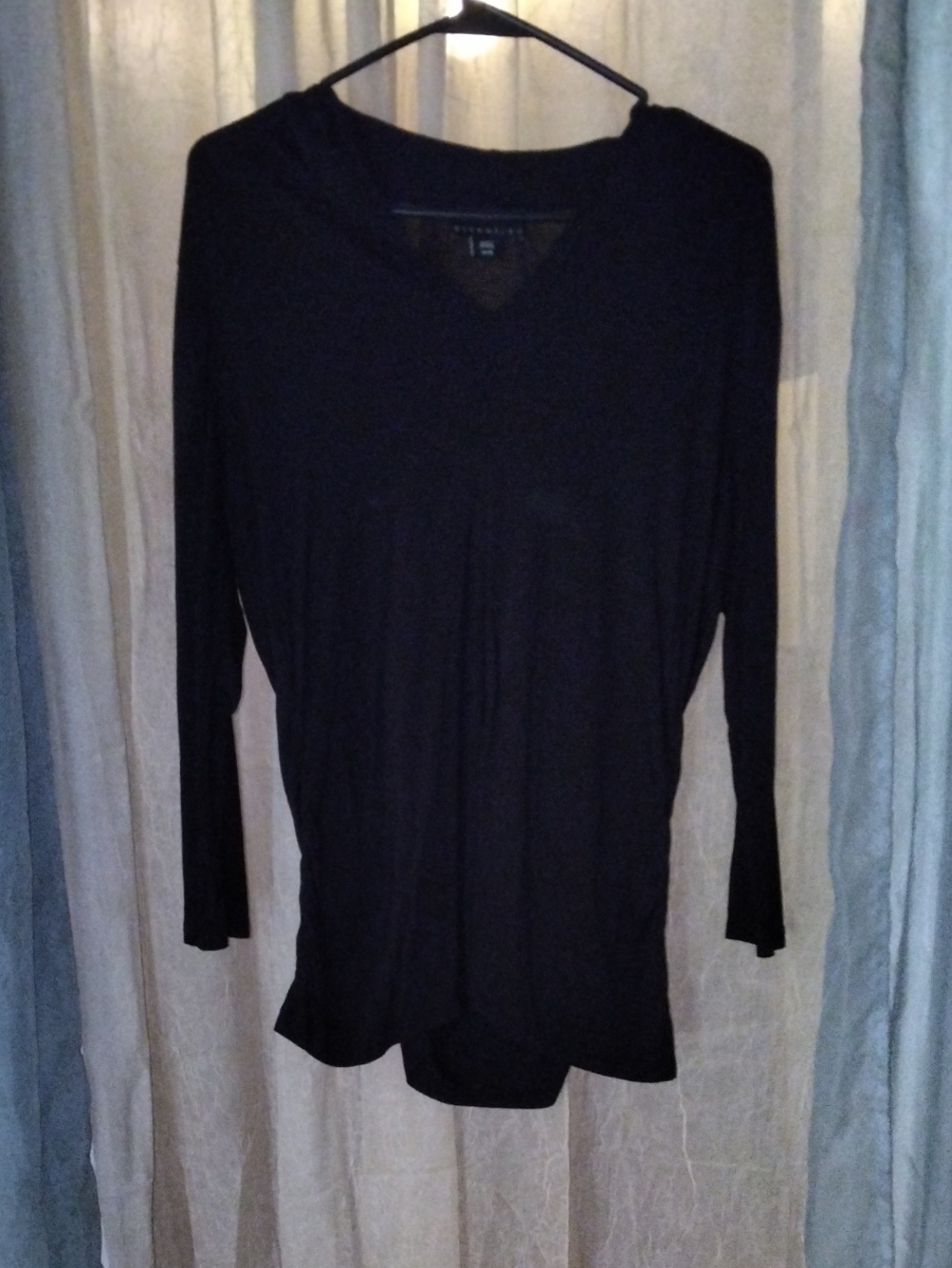 attention Black Long-Sleeve V-Neck Tee